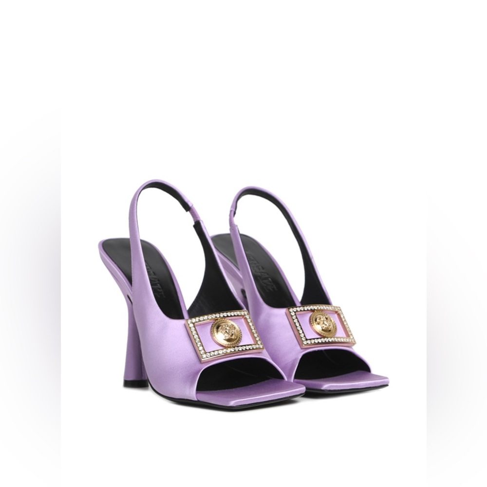 ❌SOLD❌ BRAND NEW Authentic Versace Satin sandals with crystal Medusa plaque